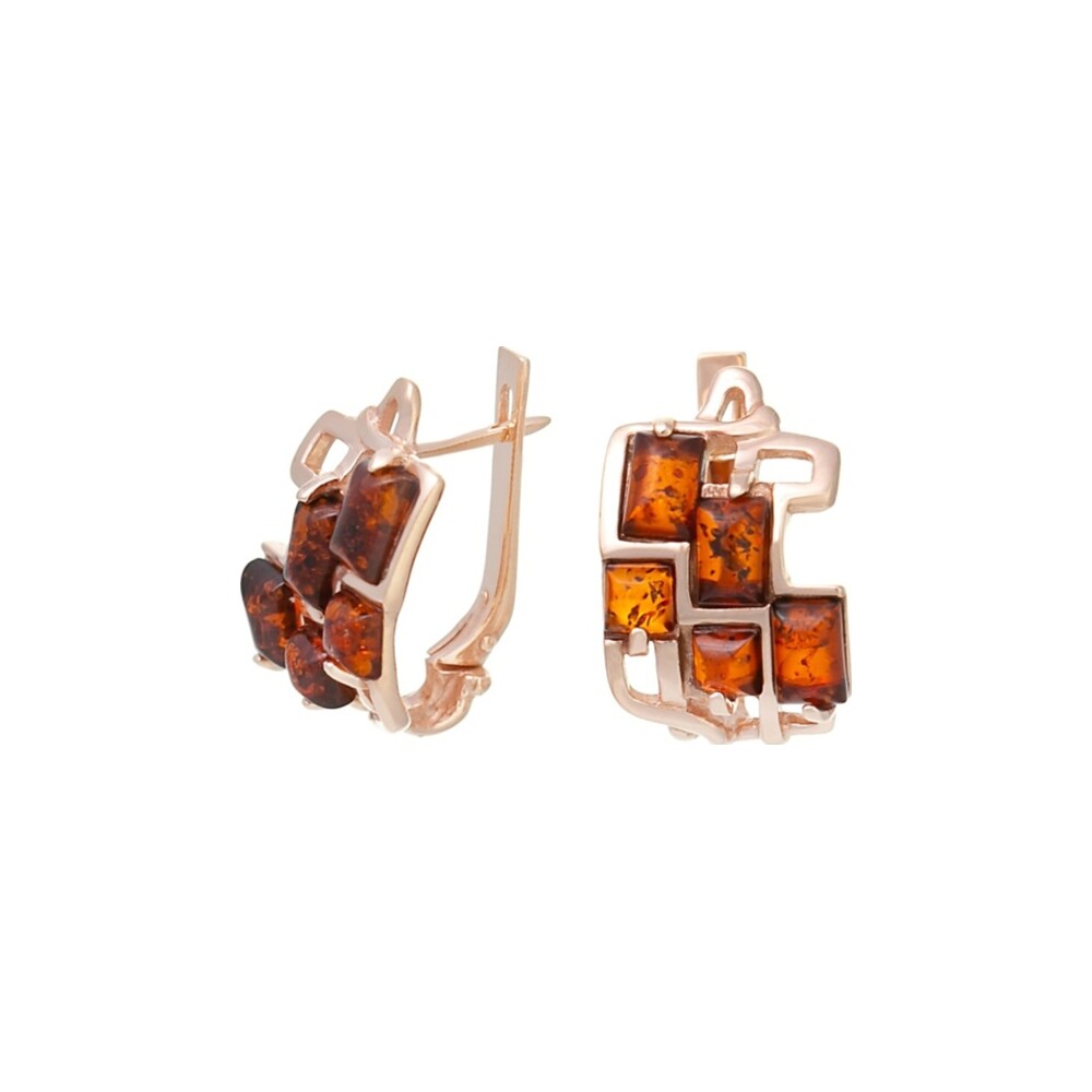 Basket Weave Cognac Earrings — AMBERRA earrings