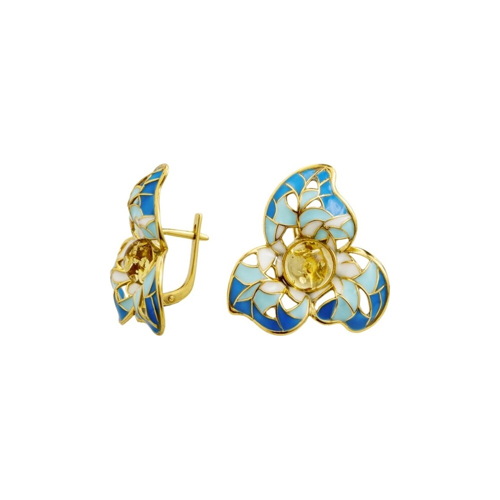 Iris Blue Gold Drop Earrings — AMBERRA earrings