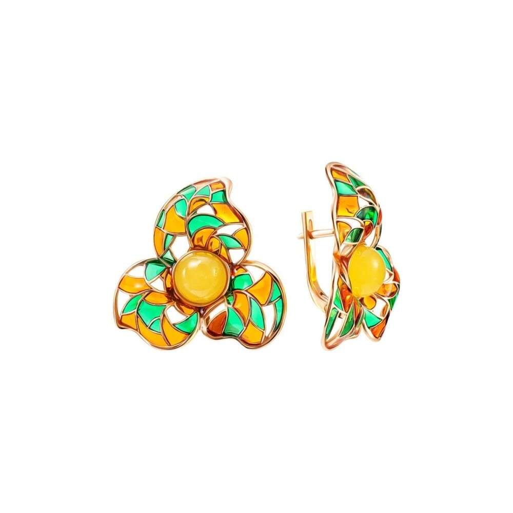 Iris Green Gold Drop Earrings — AMBERRA earrings