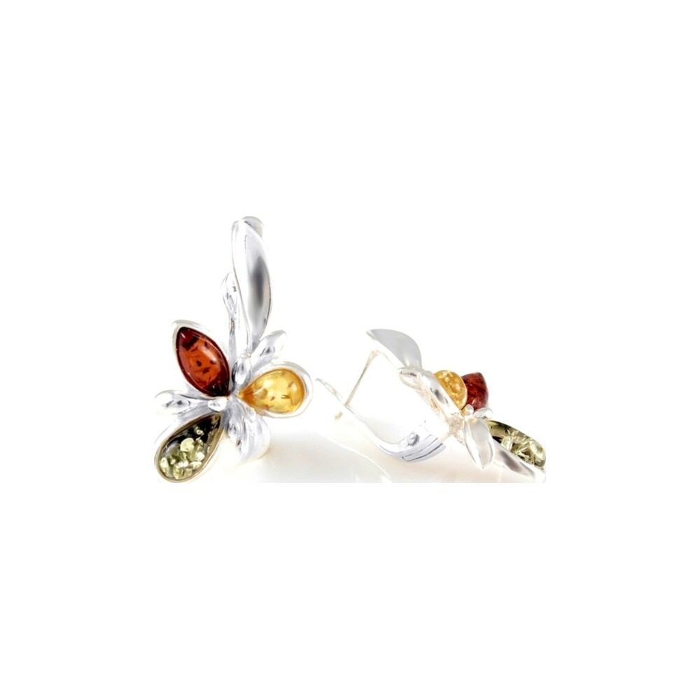 Three-Petal Amber Earrings — AMBERRA earrings